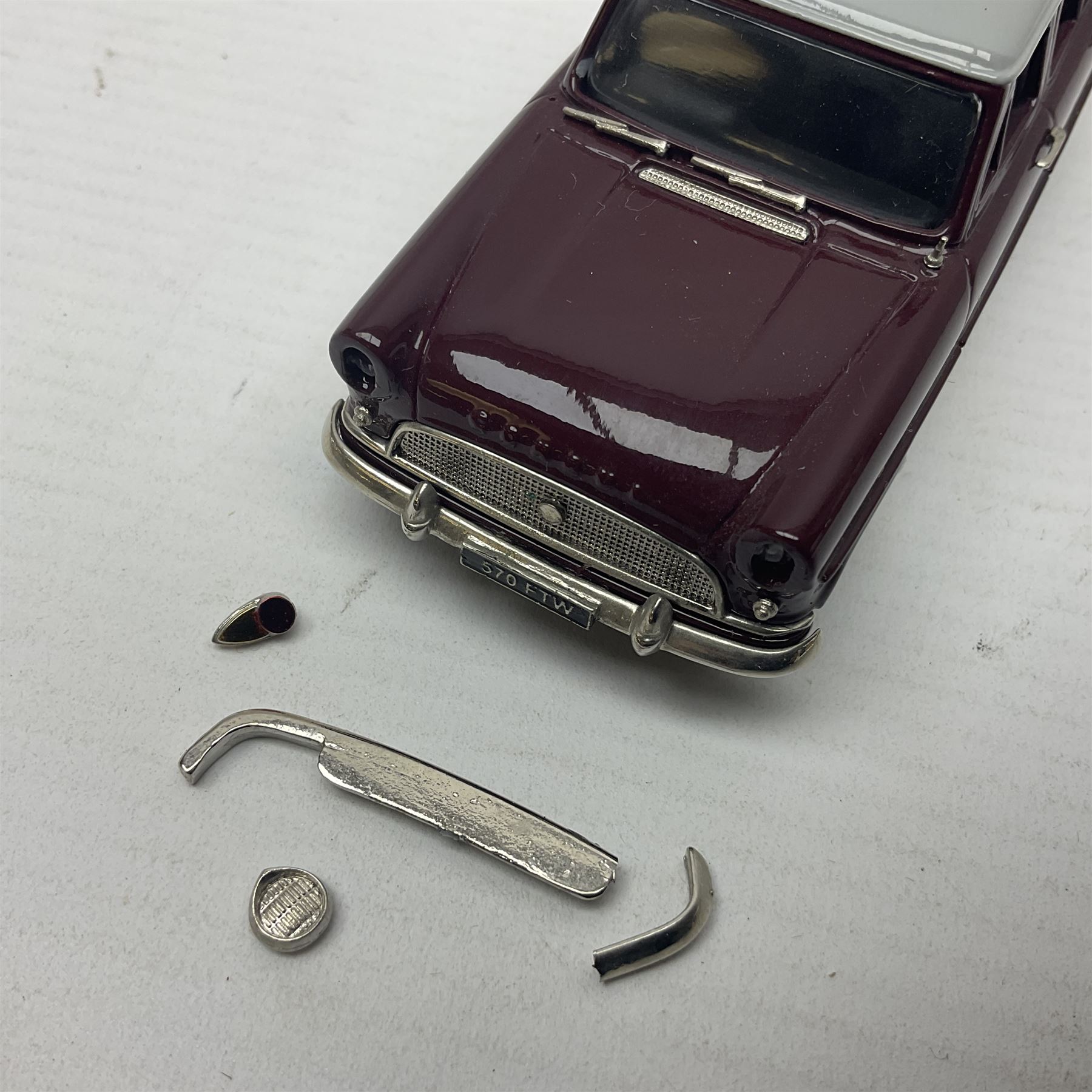 Four Lansdowne Models 1:43 scale models - 1956 Hillman minx Series 1 (Pearl grey over Fiesta blue); 1957 Hillman Husky Series 1 (Seacrest green/foam grey); 1960 Ford Consul MkII (Imperial maroon/smoke grey); and 1972 Vauxhall Ventora 3300 MkII; all boxed (4)