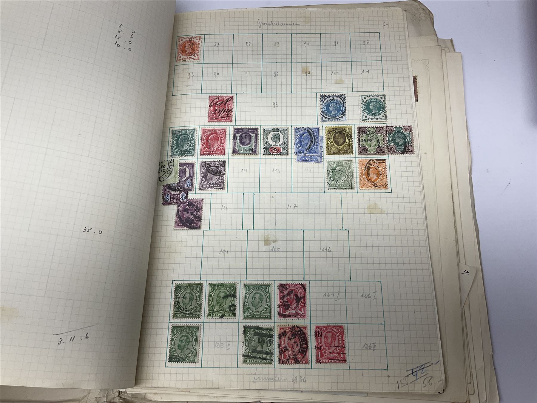 Mostly Great British Queen Victoria and later stamps, including imperf penny reds, 1841 two pence blues white lines added, imperf penny red on cover with 'More To Pay', half penny 'bantams', perf penny reds etc, in album, on pages and loose in packets