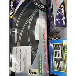 Quantity of Scalextric, including various sets; Digital Driver, Nissan Championship, Moto GP1, App Race control set and a collection of track and other accessories as per list