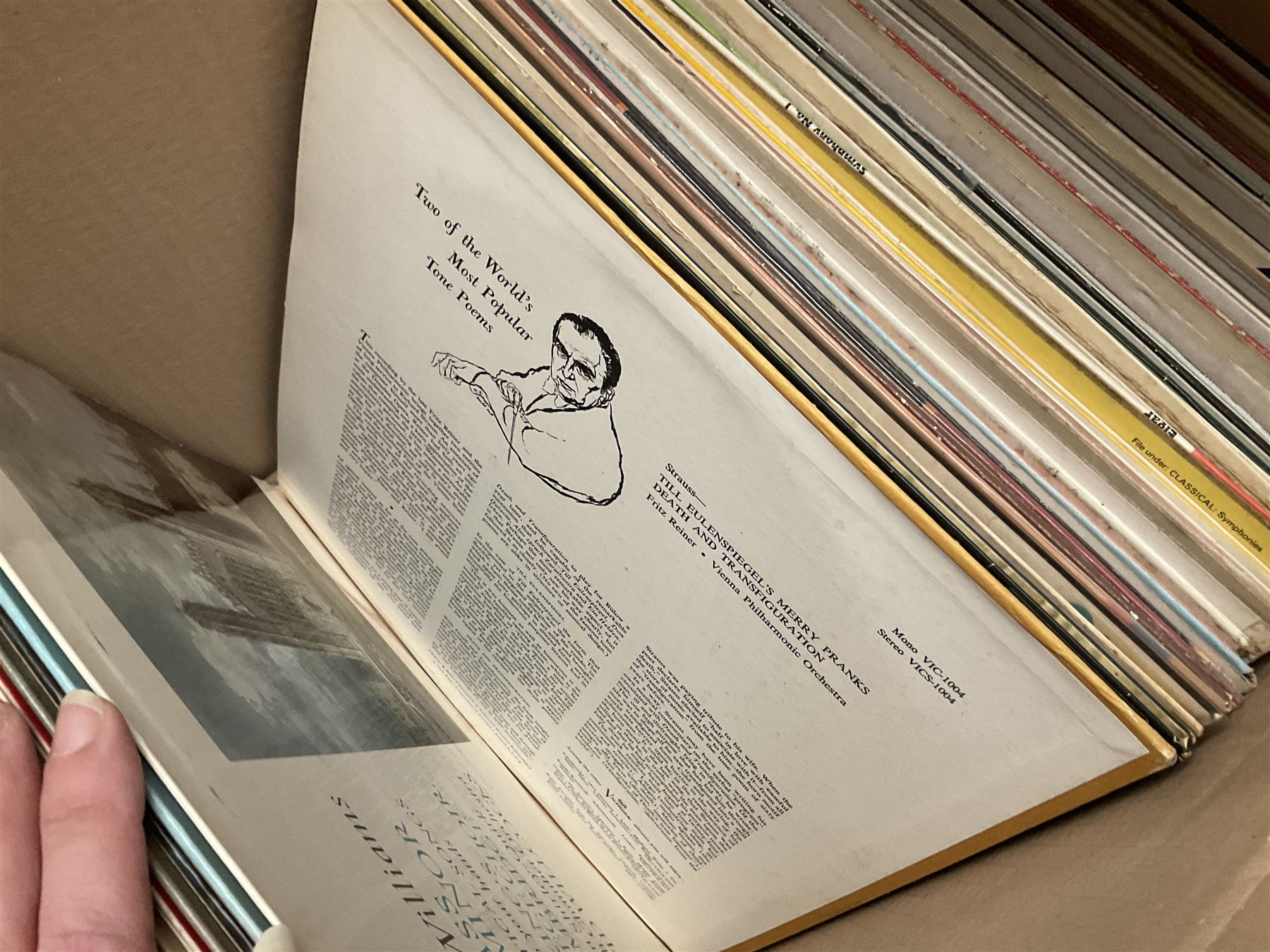 Collection of vinyl LP records in six boxes, mainly Jazz and Classical, including Beethoven The Nine Symphonies, Bartok, Chopin Recital, Joseph Haydn, etc