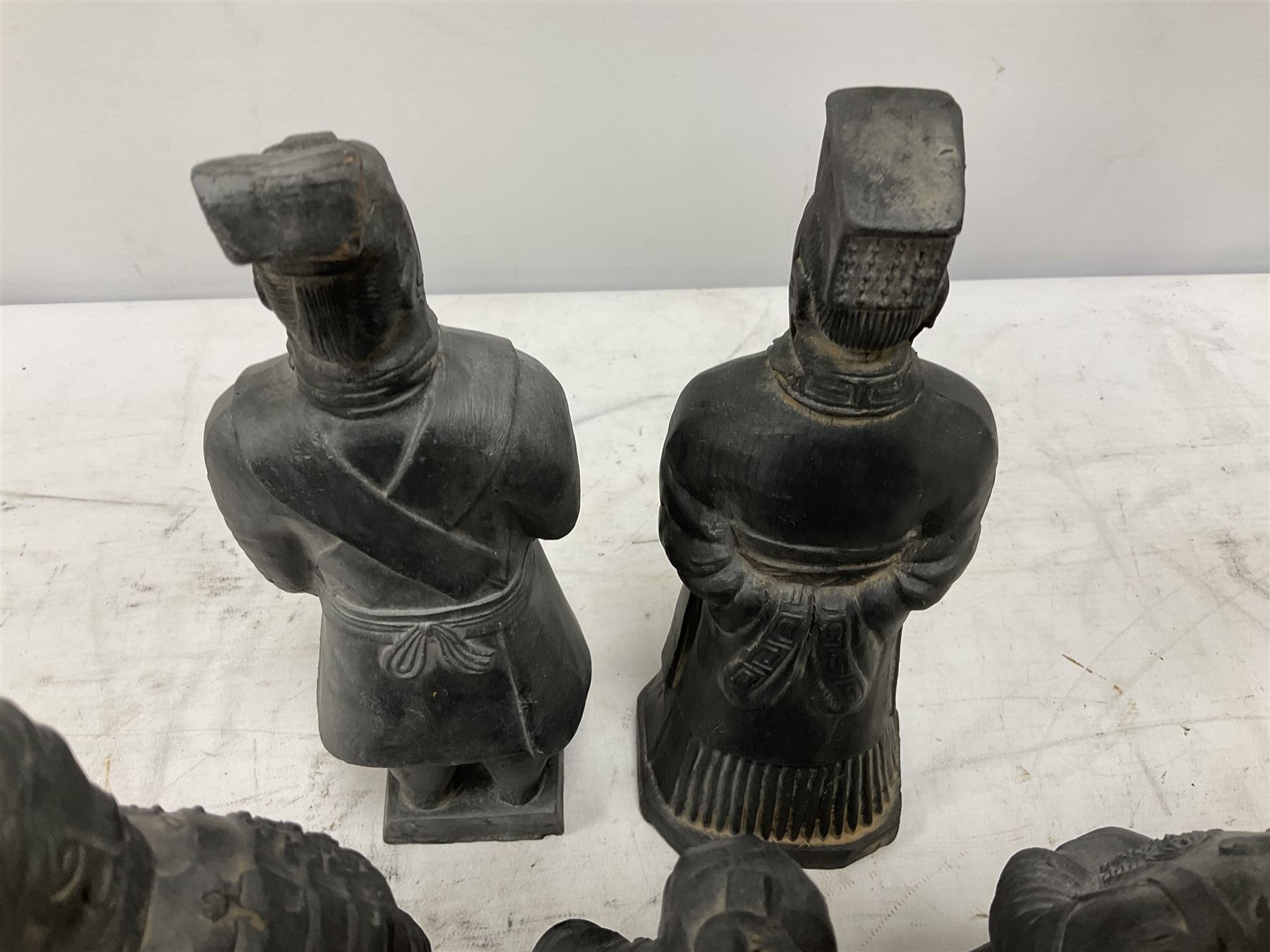 Set of five Chinese 'Terracotta Warrior' style figures, tallest example H24cm 