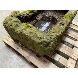 Large 19th century weathered rectangular stone trough