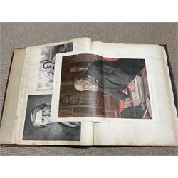 Large album of 19th century and later engravings and prints, mostly military, stuck down, album 49cm x 62cm overall