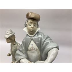 Lladro figure, Pregonero modelled as a messenger and drummer, no 1086, year issued 1969, year retired 1975 H38cm