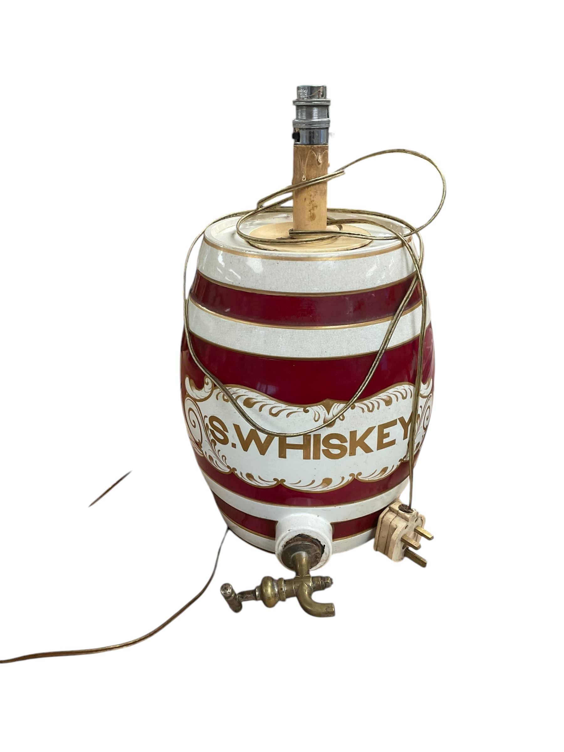 Two whisky barrels, German salt glazed barrel, Blow butter churn, etc