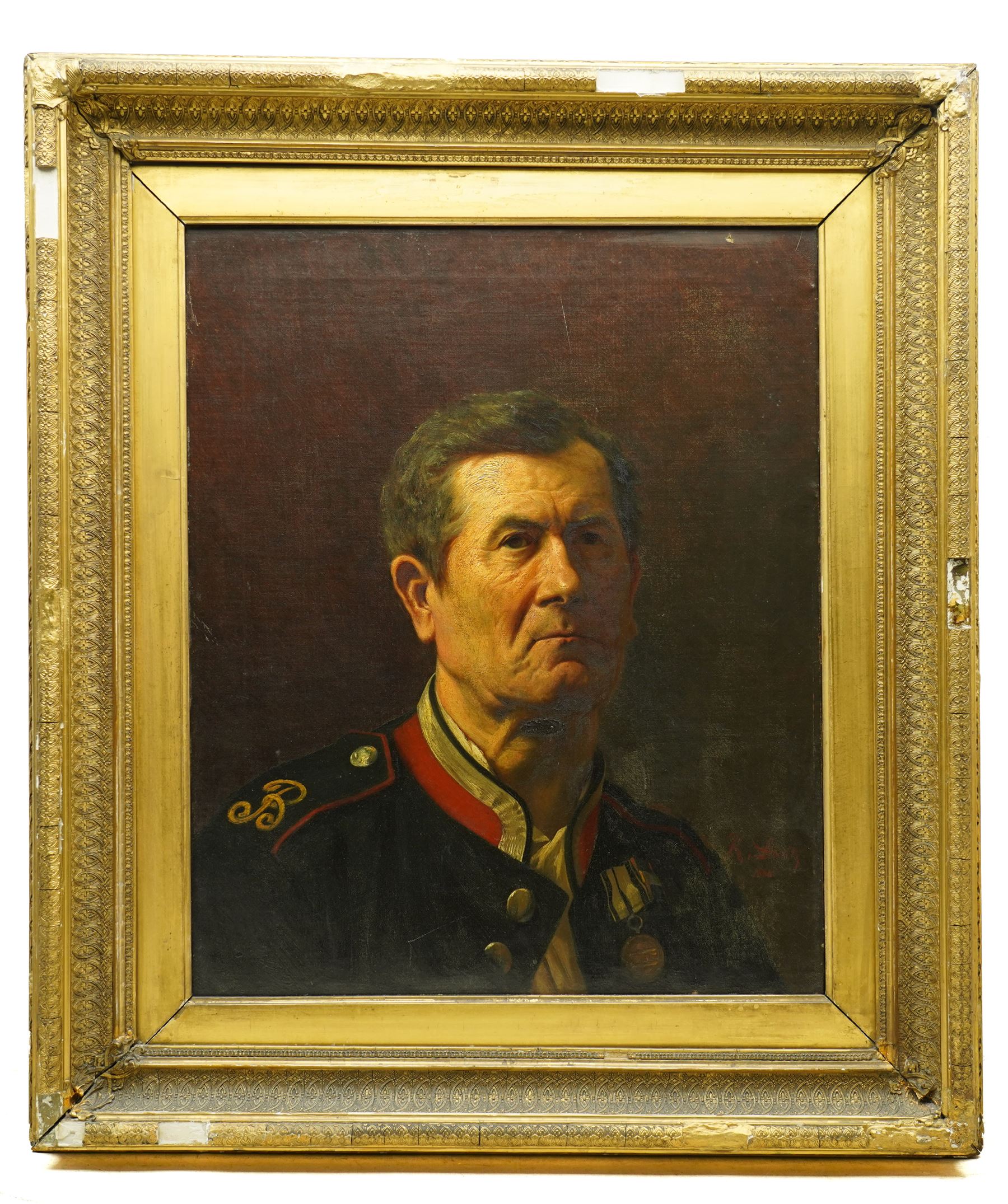 Konrad Wilhelm Dielitz (German 1845-1933): Portrait of a Field Officer with Army Gold medal and Military General Service Medal, oil on canvas signed and dated 1866, 57cm x 47cm