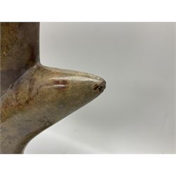 Goniatite sculpture, displaying two Goniatites within a polished and shaped matrix, age; Devonian period, H56cm