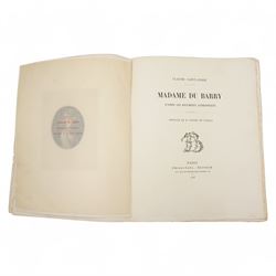 Le Sievre Faret - 'L'Honeste Homme' ou L'Art de Plaire, published in French by Arnould Cotinet, Paris 1660, full calf, J-P de Florian 'Les Six Nouvelles' 1786 and 'Nouvelles Nouvelles' 1792, both in quarter leather Conscience, F -'Les Dialogues de Jacques Tahureau' published Lemere, Paris 1871 in half calf and marbled boards, Berolade de Verville - 'Le Moyen de Parvenir' pub. Garnier Freres 1879, Jacob, Paul - 'Le Cymbalum Mundi' 1841 and 'Les Contes de Bonaventure des Periers' 1843, all published in French and collection of books published in French including H-L Bordier (Ed) - 'Le Chansonnier Hugenot' two volumes 1870, Mace de Villebresme - 'Epistre de Cleriande' limited edition No132, 'Poeme Inedit de Iehan Marot' 1860 and others (11) Saint-Andre, Claude - 'Madame du Barry d'apres les Documents Authentiques' limited edition published in French by Emile- Paul, Paris 1908 No 39/250 soft vellum cover