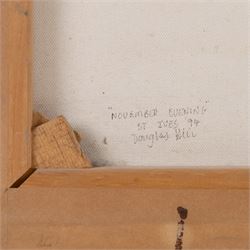 Douglas Hill (British 1953-): 'November Evening - St Ives', oil on canvas, signed titled and dated '94 verso with a small preparatory ink sketch 40cm x 45cm