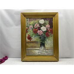 Joseph Delattre (French 1858-1912): Still Life of Carnations, oil on board signed 68cm x 49cm