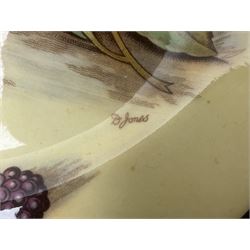 Aynsley Orchard gold pattern trio and vase, together with Edwardian Bone China plate, decorated with fruit, signed D. Wilson