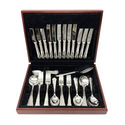 Canteen of Sheffield silver-plated cutlery by John Stephenson, six settings, cased, L38cm