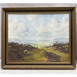 Lewis Creighton (British 1918-1996): Sheep in the Heather, oil on board signed 39cm x 50cm
