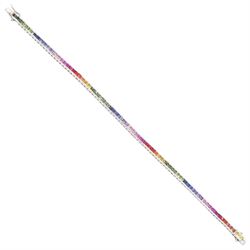 9ct white gold rainbow sapphire bracelet, channel set with eighty-five square cut fancy co...