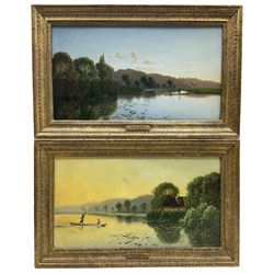 Edwin Henry Boddington (British 1836-1905): 'On the Thames', pair oils on canvas signed, titled on the mount 19cm x 35cm (2)