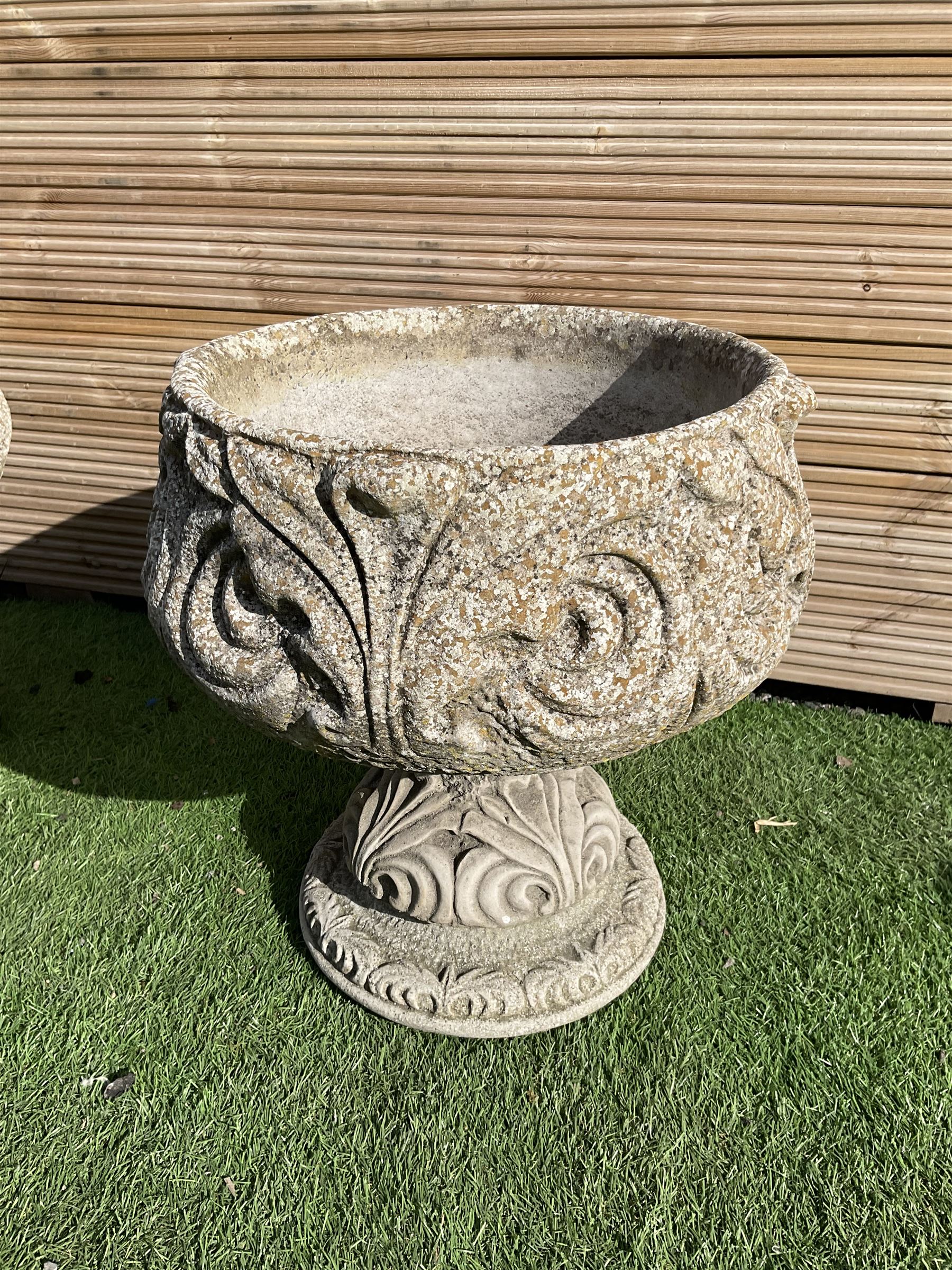 Set of three circular composite planters - THIS LOT IS TO BE COLLECTED BY APPOINTMENT FROM DUGGLEBY STORAGE, GREAT HILL, EASTFIELD, SCARBOROUGH, YO11 3TX