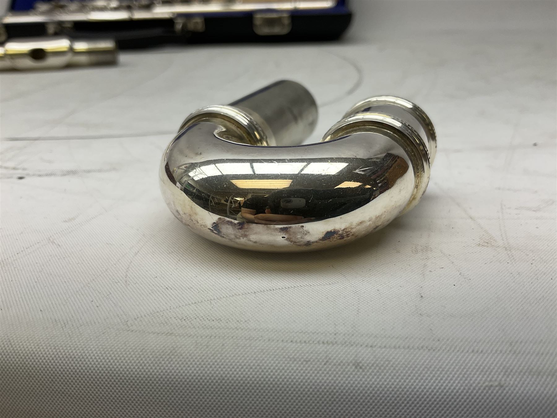 Trevor J. James T.T. 10X silver plated flute, with two mouthpieces and crook joint, serial no. 71002, in carry case