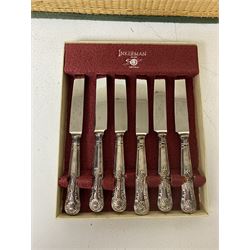 Cooper Ludlam cased canteen of cutlery for six, together with Inkerman butter knives and other silver plate 