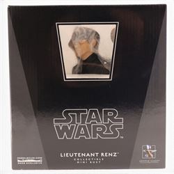 Five Gentle Giant Star Wars Collectible Mini Busts, comprising Darth Vader Emperor's Wrath, Royal Guard, Commander Fox, Boba Fett and Lieutenant Renz, together with a Sideshow Collectibles Holographic Darth Sidious with Mechno Chair 1:6 scale figure, all boxed