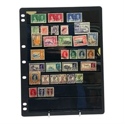 Mostly Commonwealth stamps with many from the reign of King George VI, including Aden, Ascension, Antigua, Australia, Bahamas, Bermuda, Barbados, Basutoland, British Guiana, British Honduras, British Solomon Islands, Burma, Newfoundland, Canada, Cayman Islands, Ceylon, Cyprus, Dominica, Fiji, Gambia, Gibraltar, Gold Coast, Grenada, Hong Kong, India, Jamaica, Malaya, Malta, New Zealand etc, housed on stock sheets