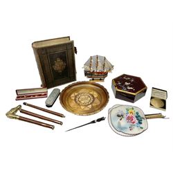 The Holy Bible, with a series of illustrations in chromo-lithograohy, together with a walking stick, wooden bowl and other collectables 