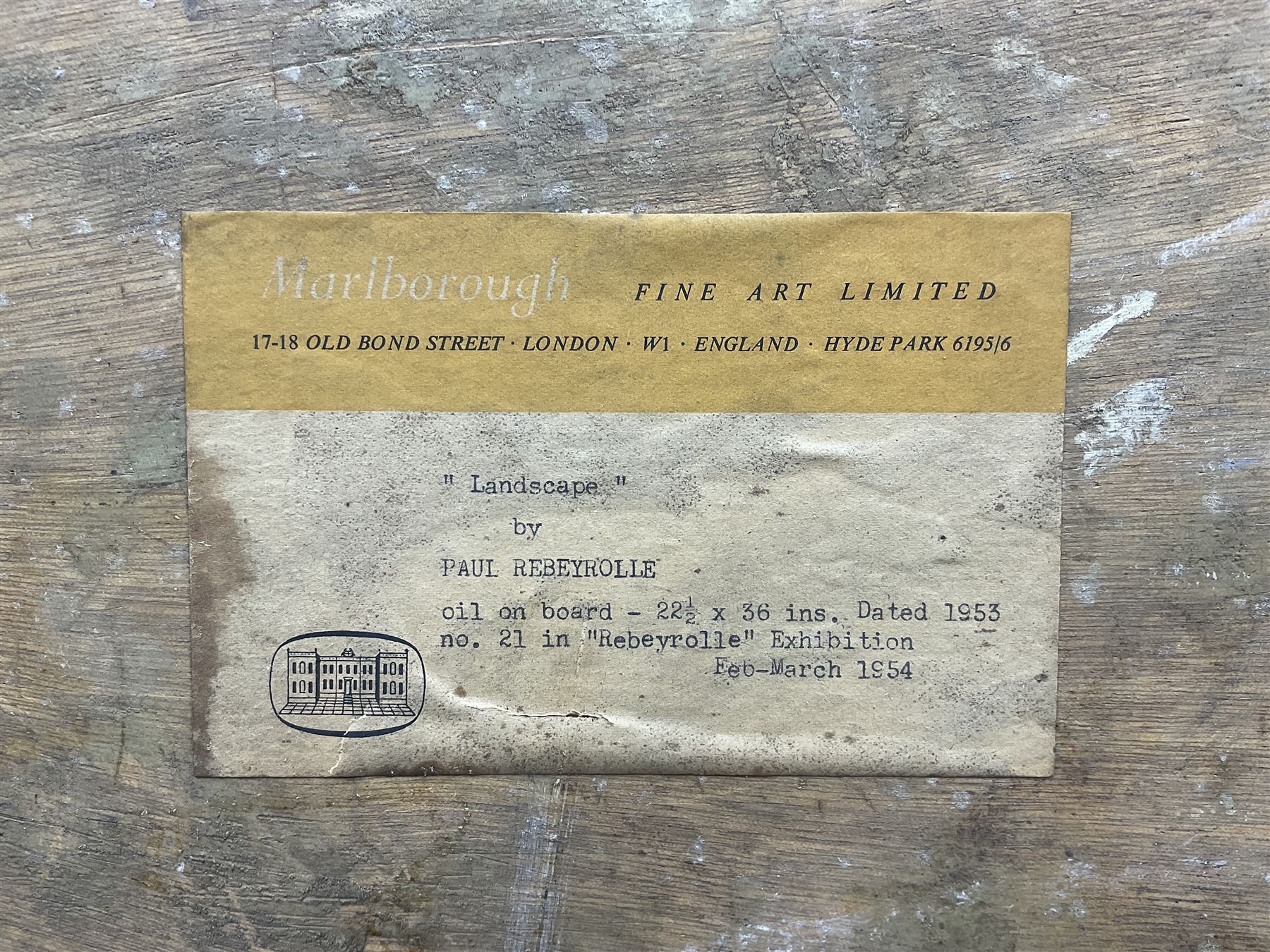 Paul Rebeyrolle (French 1926-2005): Abstract 'Landscape', oil on board signed and dated '53, 56cm x 91cm 
Provenance: exh. Marlborough Fine Art, London, February - March 1954 no.21, label verso
