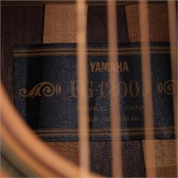 Yamaha FG-1200J acoustic guitar, made in Taiwan circa 1976, serial no. 60714221, with mother of pearl inlay to body, finger board and back, contained within a fitted hardcase, L103cm