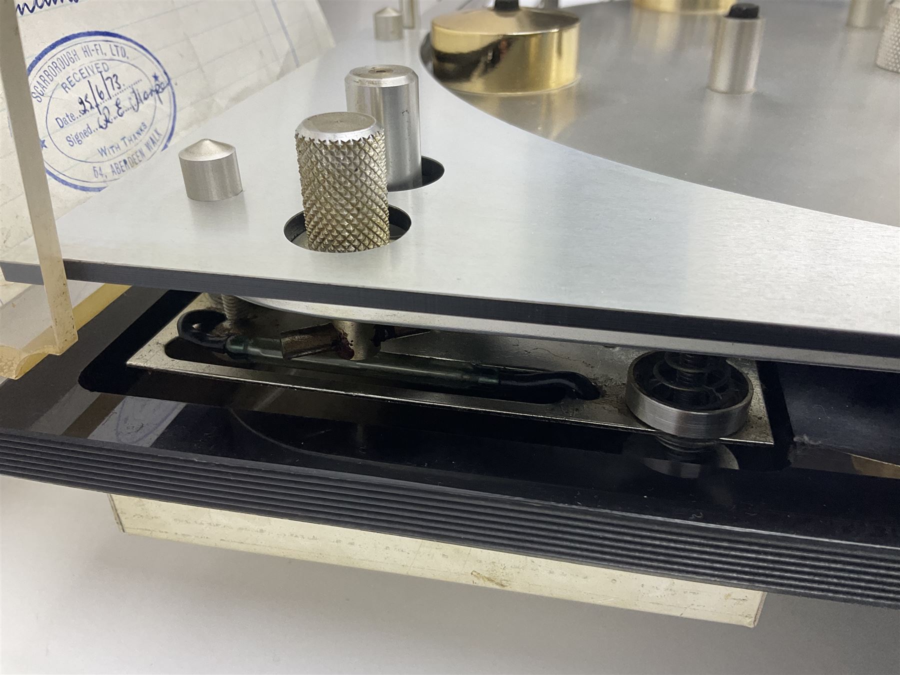 1970s Transcriptor Saturn turntable with paperwork including original receipt dated June 1973 and some accessories