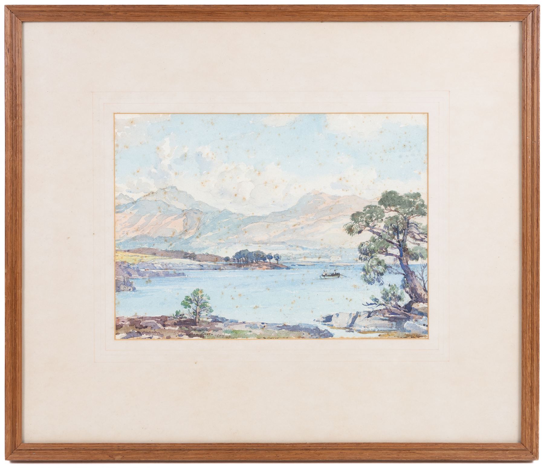 Samuel John 'Lamorna' Birch (Newlyn School 1869-1955): Boating on Loch Maree, two watercolours signed and dated 1949, indistinctly titled verso 25cm x 34cm (2)