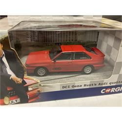 Corgi - sixteen TV/Film related die-cast models including Fawlty Towers, Bullitt, Beatles, Buster, Mr. Bean, Some Mothers,  Monkees, Ballykissangel, Heartbeat, The Avengers, Smokey & The Bandit etc; all boxed (16)