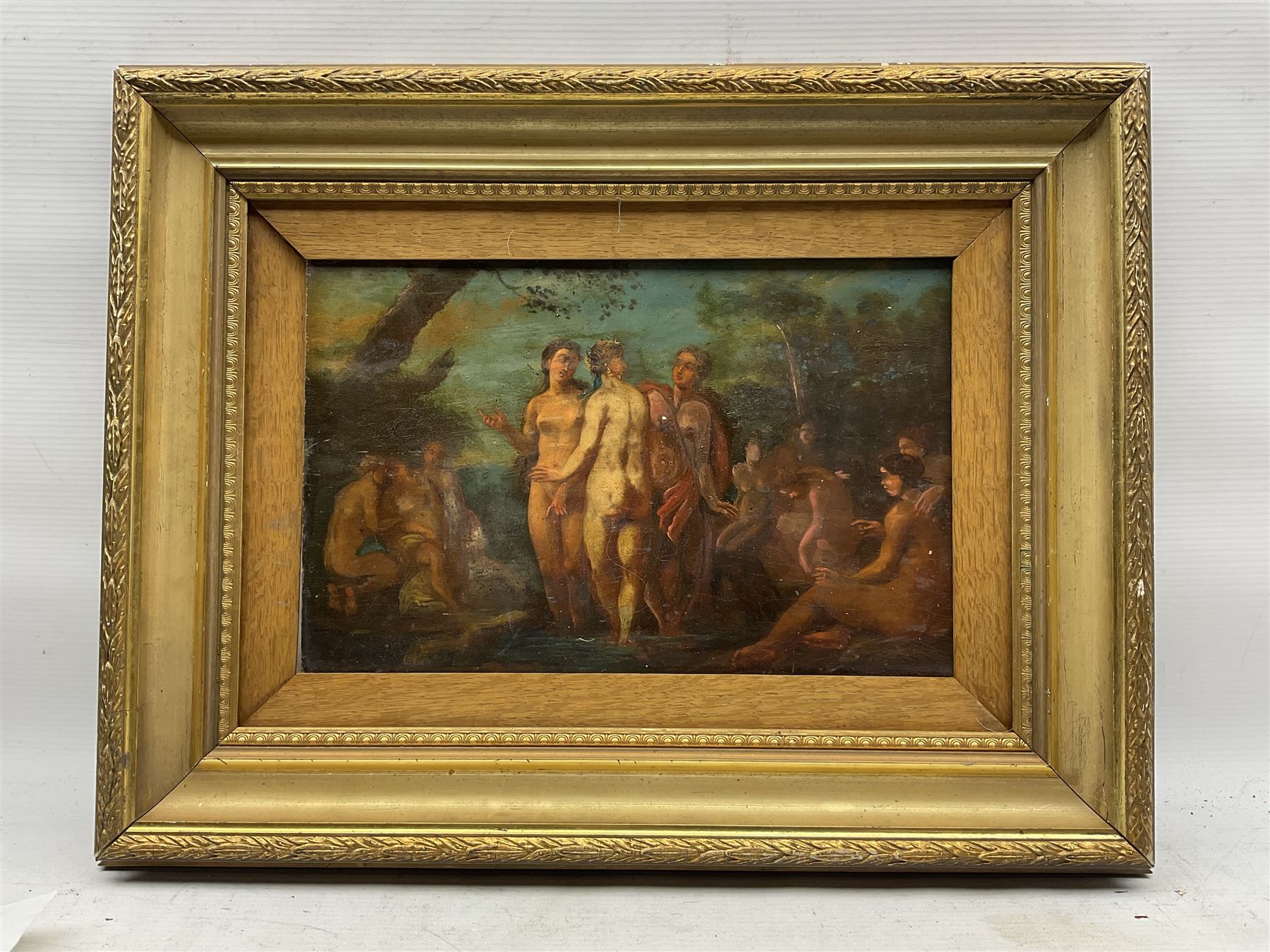 English School (Early 19th Century): The Judgement of Paris and The Musicians, two oils on panel unsigned, the latter with various indistinct inscriptions verso, max 21cm x 33cm (2)
