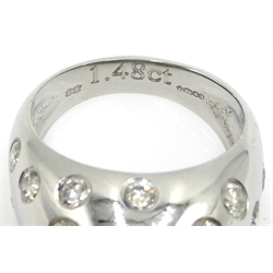  Platinum and diamond dome ring hallmarked diamonds 1.47 carat  