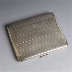 1920s silver cigarette case, of rectangular form with engine turned decoration, hallmarked...