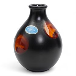 Poole Pottery Galaxy mantle clock, H23cm, together with two Galaxy pattern vases and a salt cellar (4)