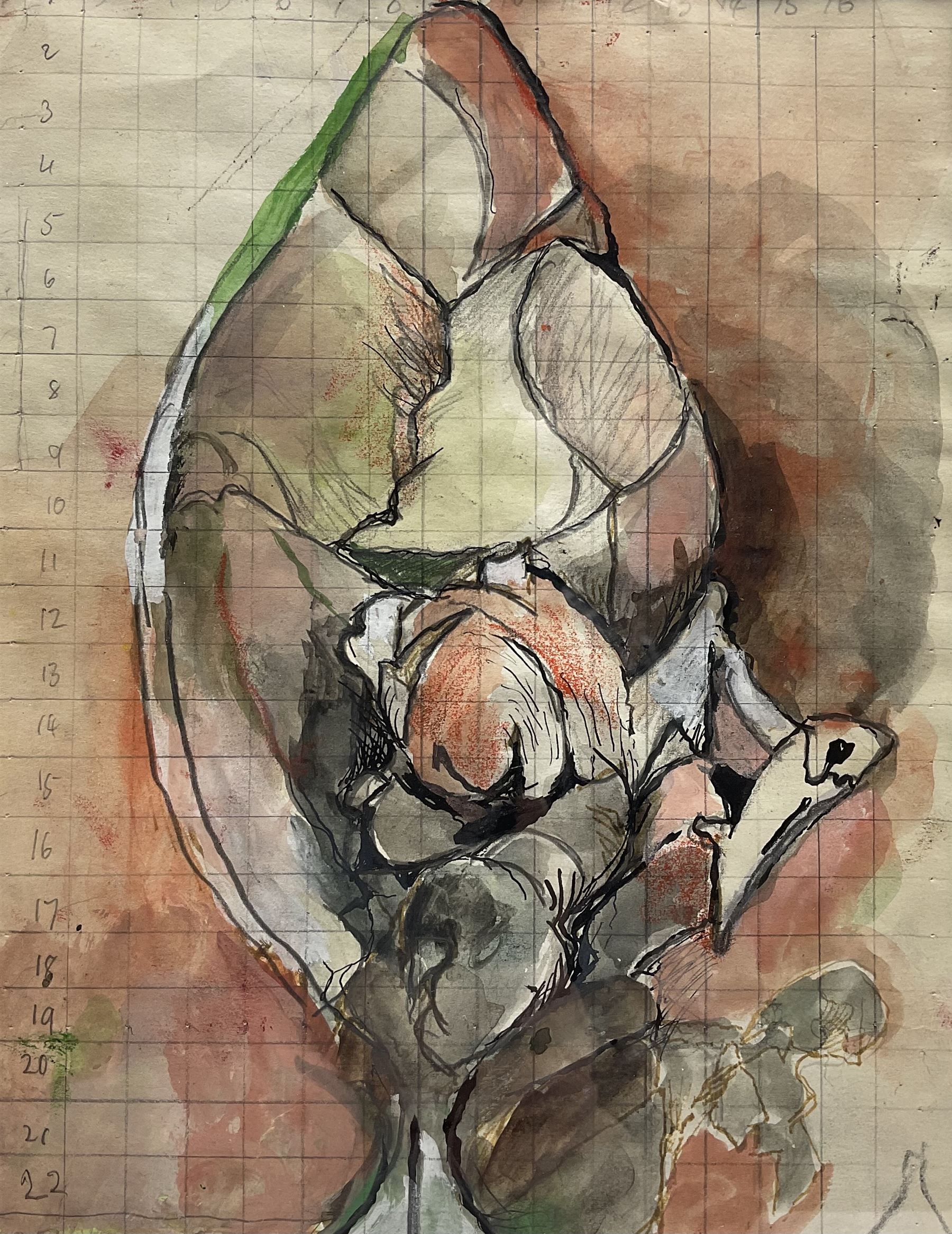 Graham Vivian Sutherland OM (British 1903-1980): 'Rock Form' (1970) [Andrews 95], pencil chalk watercolour and gouache, lightly squared for transfer 22.5cm x 18cm 
Provenance: with Galleria Bergamini, Milan 1974 
Literature: Julian Andrews (Ed.), Graham Sutherland, Correspondences, Selected Writings on Art, Graham and Kathleen Sutherland Foundation, Haverfordwest, 1982, p.211, pl.95