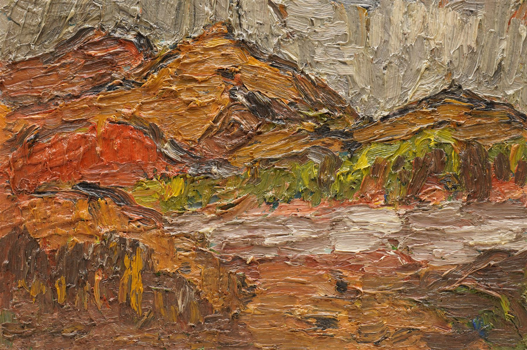 Barry De More (Yorkshire 1948-2023): 'Arran from Bute', oil and impasto on board signed titled and dated 2011 verso 28cm x 41cm