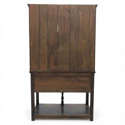 Titchmarsh & Goodwin - Georgian design compact dresser and plate rack, with moulded cornice, above two grooved shelves, above a dresser base with  two short over three small drawers, raised on stile feet united by an undertier