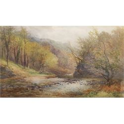 JW (British 19th/20th century): 'In The Gorge Lydford Dartmoor', watercolour signed with monogram, titled on label verso 74cm x 44cm