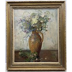 Frederic William Jackson (Staithes Group 1859-1918): Still Life Flowers in a Stone Vase, oil on canvas signed 73cm x 60cm
Provenance: with Richard Green, New Bond Street, London, Stock No.RH717