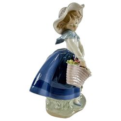 Lladro figure Pretty Pickings 5222, together with Nao figure Girl with Rabbits, Lladro H18cm  