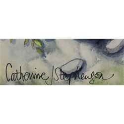 After Catherine Stephenson (Yorkshire contemporary): 'Rooted Hope', textured print on canvas 80cm x 80cm 