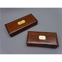  Syke's Hydrometer with boxwood rule and Buss thermometer and a similar smaller Syke's Hydrometer, both in fitted mahogany cases (2)   