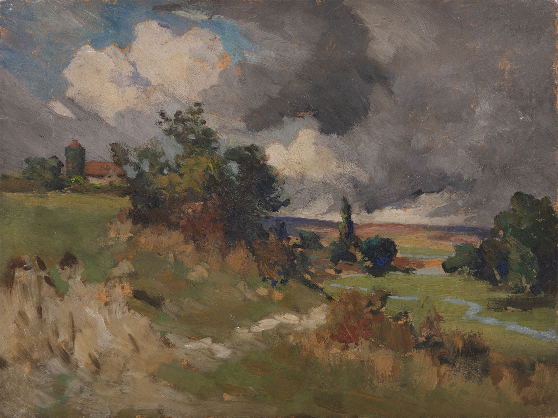English Impressionist School (19th/20th Century): View Across a Landscape, oil on panel unsigned 23cm x 30cm (unframed)