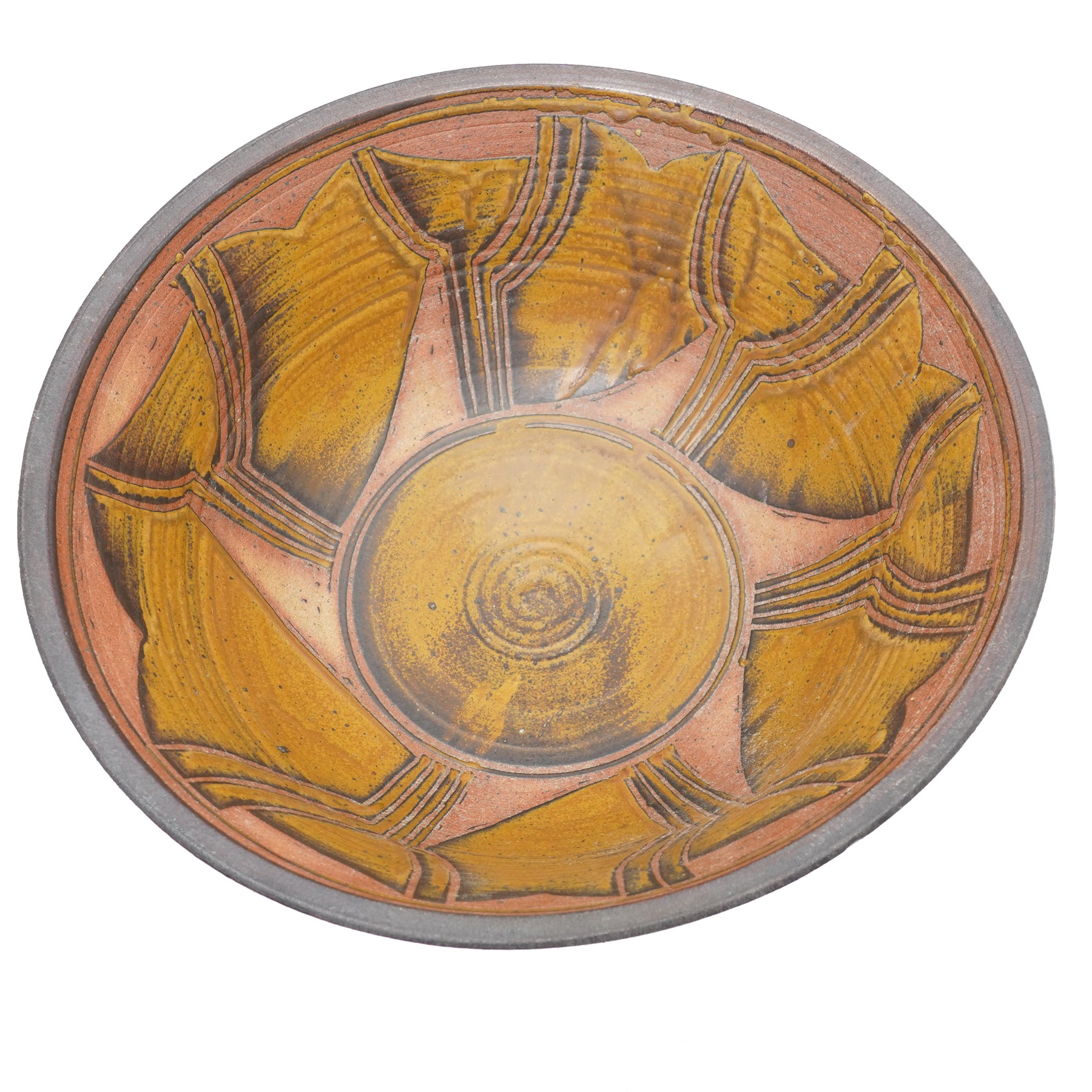 Eric and Meira Stockl of Helyg pottery, Addingham - two studio pottery bowls, larger D40cm (2)
