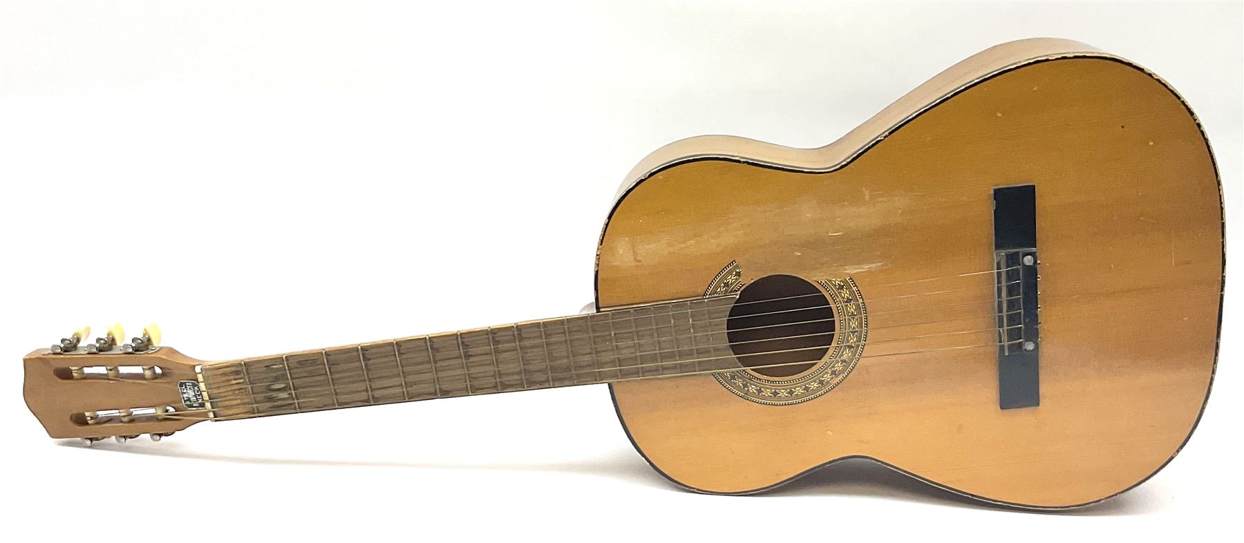 Skylark childs violin and bow, case, together with two other bows, an acoustic guitar and German Auto-Harps zither with floral decoration.   