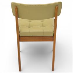Vanson - Mid 20th century four leather dining chairs, button back and seat, on an shaped teak frame