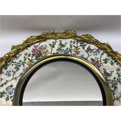Burleigh ware convex wall mirror with gilt and floral design, D48cm