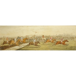  The Steeplechase, 19th century watercolour signed by F L Hill 18.5cm x 55cm   