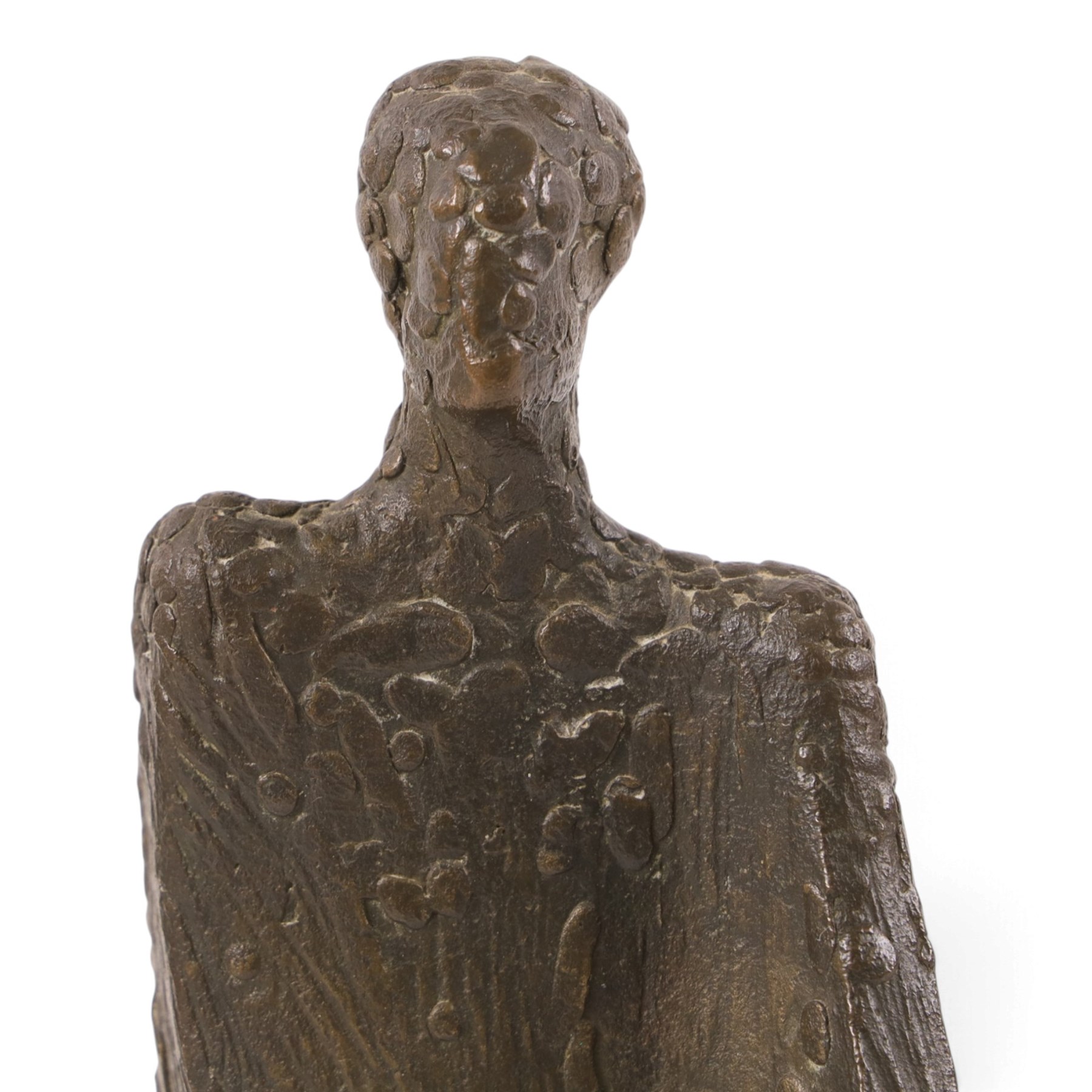 Manner of Antoinette Ruiter (Dutch 1946-) - pair of bronze sculptures depicting brutalist-style figures, with textured surface, H26cm (2)