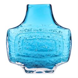 Geoffrey Baxter, Whitefriars - mid century TV vase, in Kingfisher blue, H18cm